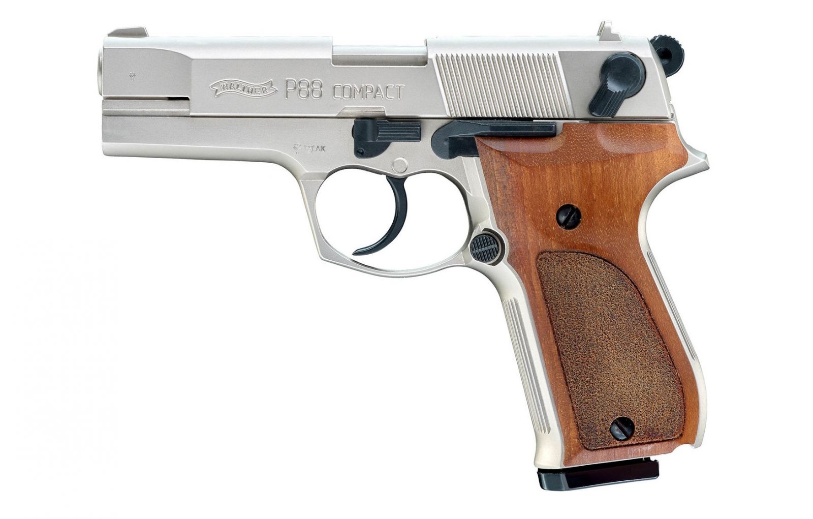 Walther P88 Nikkel /Fa markolat 9mm PAK gázpisztoly